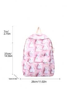 Backpack For Girls, High School Students, Cute Cat Print, Large Capacity Backpack For Girls - Multicolor - View 3