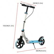 1 Pair Foldable Kick Scooter With Hand Brake And Front Suspension, Adult Outdoor Portable Scooter