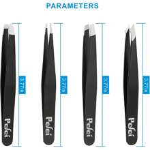 Tweezers Set - Professional Stainless Steel Tweezers For Eyebrows - Great Precision For Facial Hair, Splinter And Ingrown Hair Removal (Black)
