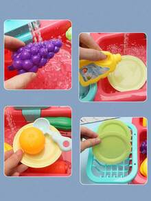 Kitchen Sink Toys Children Electric Dishwasher Playing Toy With Running Water Upgraded Faucet Electric Circulating Water Dish Bucket Play House Pretend Role Play Toys For Boys Girls Complete Certificates (Some Accessories Are In Random Colors), Kitchen Game, Kids Kitchen Accessories - Multicolor - View 7