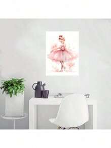 1/6PCS Optional Frame Posters Wall Arts Modern Pink Ballerina Girl Unicorn Butterfly Poster Kids Room Decorative Posters Wall Bedroom Decor ,Wall Art With Frame