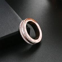 1pc Stainless Steel Starry Cubic Zirconia Eternity Ring, Non-Fading Jewelry, Fashion Couple's Ring, Minimalist Design, Versatile For All Seasons