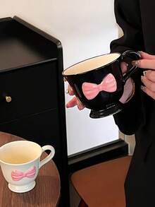 1 件可爱 3D 蝴蝶结陶瓷杯，高美感蝴蝶结咖啡杯，适合女孩和女士，生日/节日礼物