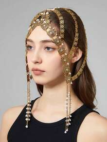 1 chiếc dây đeo đầu kiểu Ả Rập Boho cổ điển, bản lớn, thích hợp cho tiệc tùng, tiệc chiêu đãi, đám cưới, phù dâu, làm quà tặng, phụ kiện tóc cho nữ. - Mạ oxy hóa - Xem 16