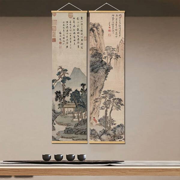 BAEMEFLE 1/2/3/4pcs, Traditional Chinese Landscape Painting Traditional Classic Poster Wall Art Wall Art Decorative Canvas