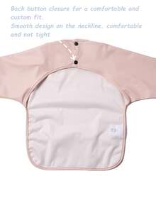 1pc Soft PU Long-Sleeved Waterproof Feeding Bib, Baby Bibs Plain Color, Long Sleeve Feeding Bib, Reverse Wear, Solid Color, Smock For Baby And Toddler Bib Suit