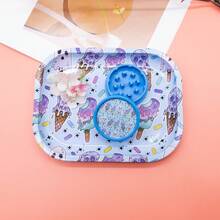 1 Conjunto Kit Moedor de Cigarro para Iniciantes, Inclui 1 Bandeja de Enrolar Cigarros com Estampa, 1 Moedor de Plástico Duplo em Miniatura com Estampa, Acessórios Práticos, Presente Perfeito para Fumantes, Halloween, Natal