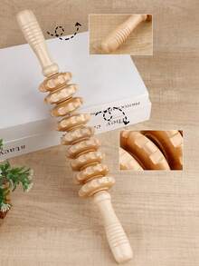 1 Multifunctional 9-Wheel Wooden Massage Roller Scraping Gua Board Wooden Massage Tool Full Body Meridian Massager,School,Back To School,Travel,Travel Essentials,Home Essentials,Spa,Massage Tool,Massage,Massager,Spa - Yellow - View 8