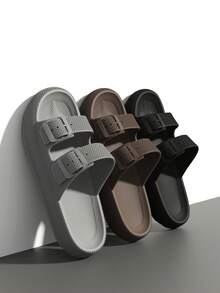 男女通用厚底一脚蹬拖鞋，舒适家居拖鞋，适合室内居家卧室客厅、户外运动沙滩休闲装