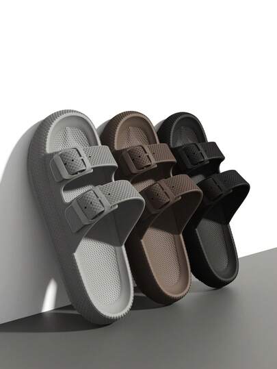 男女通用厚底一脚蹬拖鞋，舒适家居拖鞋，适合室内居家卧室客厅、户外运动沙滩休闲装