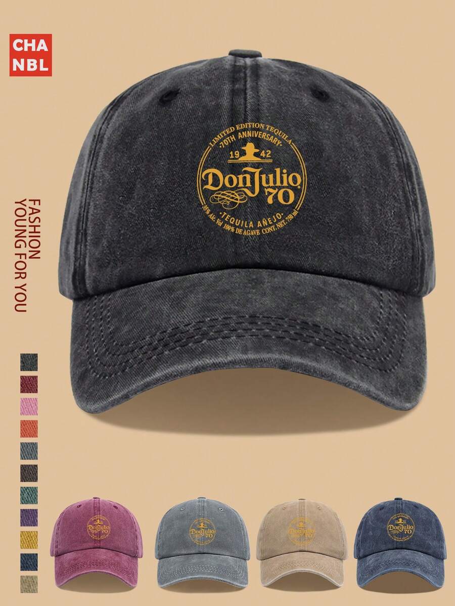 1pc Don Julio 1942 Tequila Baseball Cap - Black Western Style Sun Hat With Orange & Design, Comfortable Breathable, Unisex, Black Trucker Hat, Adjustable Size, Solid Color Simple, Vintage Solid Color Dad Hat, Suitable For Outdoor Cycling, Sports, Fishing, Hiking, Father's Day Dad Gift - A - View 1
