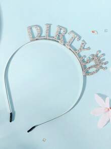1 Minimalist Elegant Rhinestone Crown Birthday Princess Tiara Hair Accessory - Silver - View 4