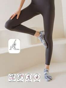 1 双短款瑜伽袜，扎染瑜伽普拉提袜，女士防滑运动袜，毛圈隐形瑜伽袜，四季健身踝袜 - 彩色 - 查看 3