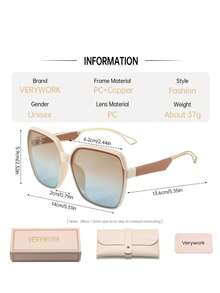 Verywork 1 件方形优雅 Ins 风格奢华优质品牌设计女士时尚眼镜适合户外旅行露营夏季热带海滩度假时尚配饰适合夏季海滩度假、户外、旅行 - 彩色 - 查看 7