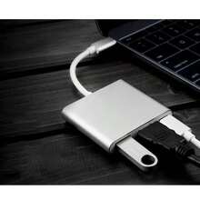 三合一集线器 Type C 转 HDTV 适配器 4K 输出 HDTV 适配器 PD100W Type C 快速充电 USB 3.0 数据传输转换器 - 銀色 - 查看 4