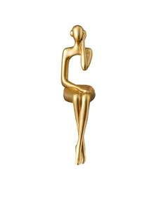 1pc Creative Art Mini Golden Man Decorative Figurine, Modern Minimalist High-End Luxurious Style, Suitable For Home Living Room Entrance Bookshelf Cabinet TV Stand Decor, Office Desk Decoration, Company Hotel Store Window Display, Holiday Gift, Photo Prop