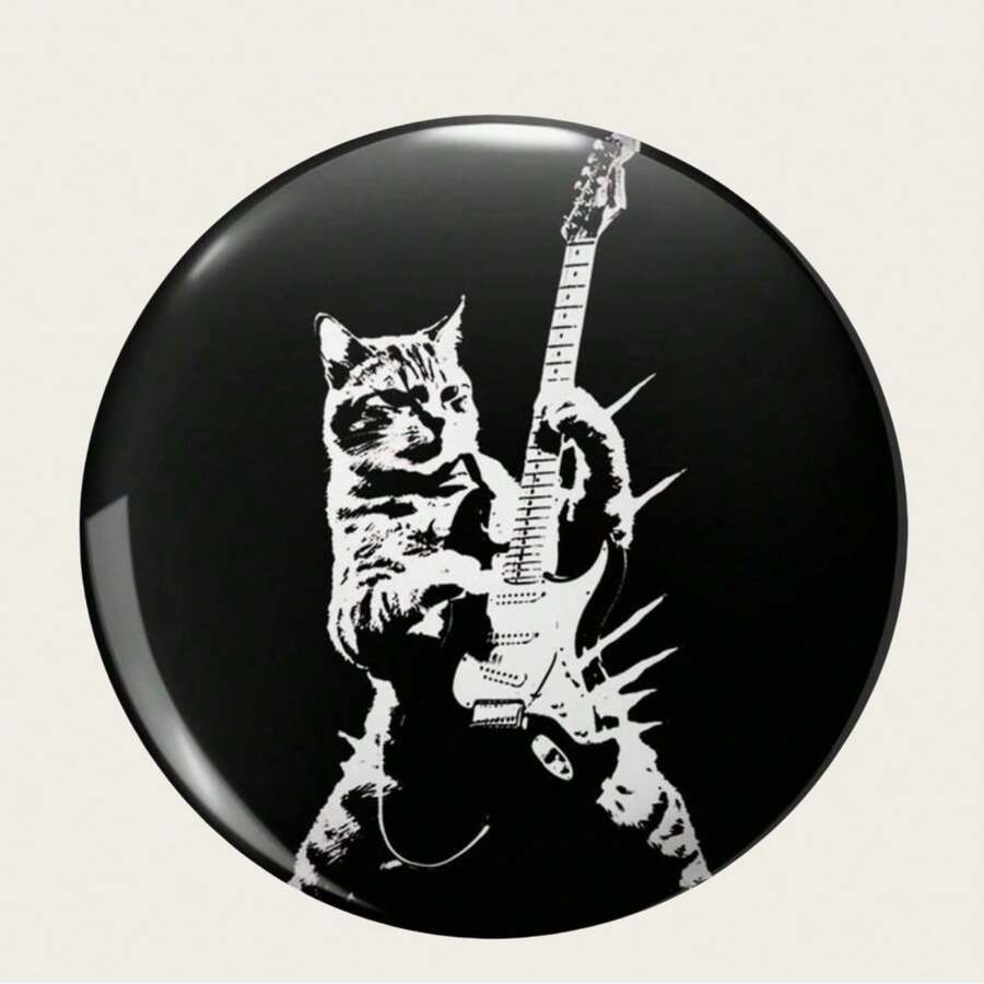 1 件 4.4 厘米/1.73 英寸吉他猫图案别针徽章，装饰胸针适合固定在衣服、包包、背包上，是送给亲人和朋友的独特礼物