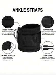 1pc Ankle Resistance Band, Leg/Ankle Resistance Training Band Fitness Equipment For Hip Workout, Glute Exercise Strap (With Kickback) For Men And Women (Metal Ring And Resistance Band Color Is Random) - Black - View 4