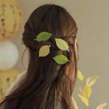1 Women's Green Leaf Embroidered Hairpin, Sweet Side Clip, Women's Accessories/Hair Accessories, Forest Style Retro Alligator Hair Clip Claw Clips Hair Claws Hair Barrettes