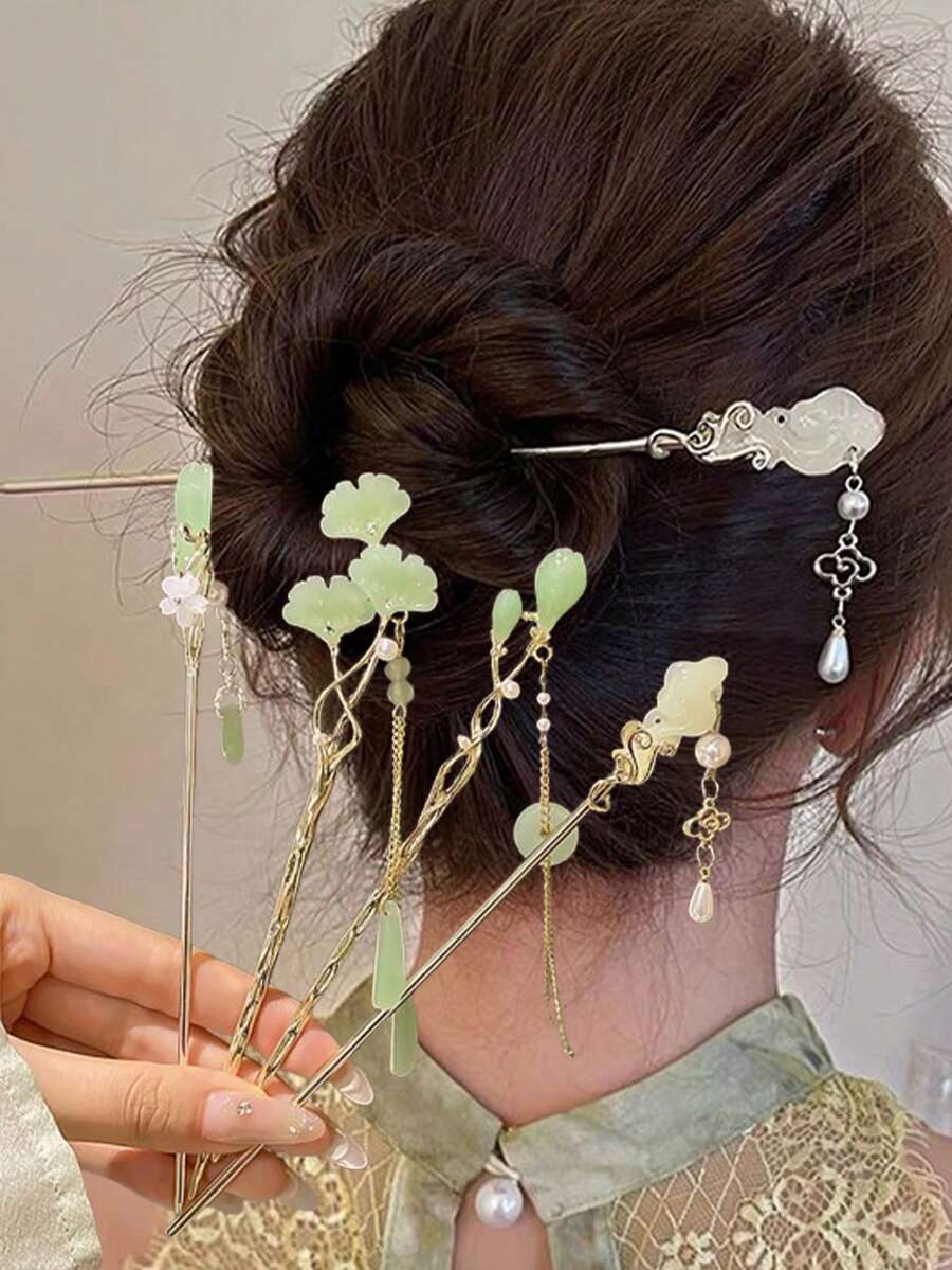 3pcs Random Color Women's U-Shaped Rhinestone Wavy Hair Clips Set, Simple Fashion Elegant Casual Glaze Colorful Hair Accessories For Daily Commute Bun Hairstyle, Non-Damaging, Hair Styling Pins, Pins For Hair