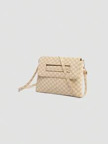 Women's Stylish Letter Print Crossbody Bag With Detachable Shoulder Strap - Clutch, Shoulder Bag And Crossbody Bag - Beige - View 3