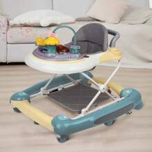 Girello 3 in 1, pieghevole, regolabile in altezza, antiribaltamento, con ruote silenziose a 360°