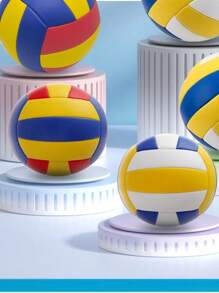 1pc Multi-Color PU Stitched Volleyball, , Elastic, High-Bounce 5# Beach Volleyball For Competition And Training