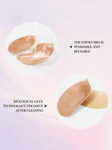 2 Pairs Push Up Adhesive Bras, Reusable Strapless Invisible Nipple Patches, Women's Underwear And Lingerie Accessories - Apricot - View 9