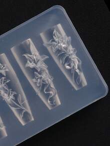 Molde de tallado de uñas con relieve tridimensional de flores de lirio, diseño de patrón de pétalos de flores de hibisco y mariposa, herramienta de desmoldeo para manualidades de arte de uñas, suministros de manicura - transparente - Ver 8