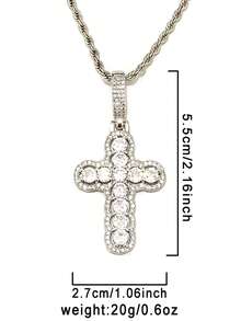 DUBSS 1 Piece Iced Out Cross Necklace Pendant For Men Prong Setting Hip Hop Jewelry - Cross - View 2