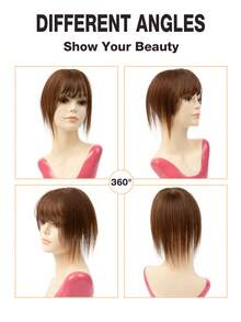 女士优雅手工假发，全真人发质，轻盈无缝，蓬松度增强器，隐形皇冠接发，适用于稀疏头发，直发造型，通用，女士稀疏人发假发，自然直发造型，增加蓬松度，遮盖白发 - S2 - 查看 10