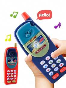 多功能音乐模仿电话玩具，卡通造型，模拟拨号音，趣味学习，宝宝启蒙，亲子互动，适合送给12个月以上男孩女孩的礼物。随机配件及包装，不含电池 - 彩色 - 查看 3