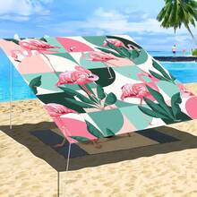 1 件热带植物与几何图案遮阳篷，轻盈舒适，热带度假风格，100% 涤纶，矩形，防水，防紫外线，适用于户外花园、露台、海滩、夏季，附赠尼龙绳 - 彩色 - 查看 26