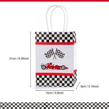 12 Peças Sacolas Quadriculadas para Doces Festa Corrida, Sacolas de Brinde de Festa de Carro de Corrida com Alças, Bandeira de Corrida Quadriculada Preta e Branca, para Festa de Aniversário com Tema de Carro de Corrida