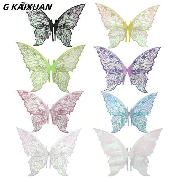 1 peça Asas de Fada Asas de Borboleta, Adereços de Performance em Fila, Asas Douradas, Prateadas, Pretas, Brancas, Rosa, Verdes, Azuis e Roxas, Asas para Fantasia de Festa de Fim de Ano, Adereços de Performance em Máscaras, Asas de Cupido para Halloween.