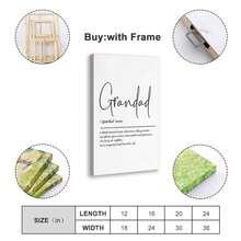 Grandad Definition Wall Art Grandad Gift Grandad Print Grandad Birthday Gift Gift Poster Canvas Wall Art For Bedroom Decor Bar Office Room Decor Gift - Beige - View 3