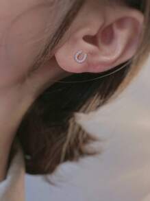 1 Pair Sparkling Horse Hoof U-Shape Stud Earrings, Fashionable, Luxurious, Elegant, Niche Design, Exquisite Earrings Suitable For Daily Wear, Gatherings, Parties