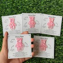 6张粉色口袋抱抱熊卡片，缓解焦虑礼物，提升心理健康正能量礼物，舒缓压力礼物，母亲节暖心礼物 - 彩色 - 查看 19