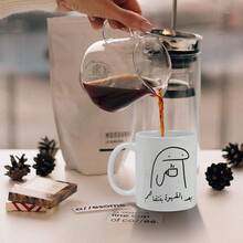 1个有趣的陶瓷杯，我们懂的咖啡后杯。带白色/黑色手柄的陶瓷茶和咖啡杯，11盎司