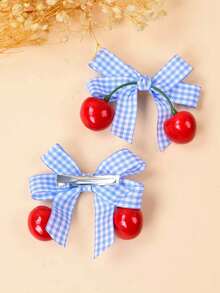 2pcs Cute Bowknot Hair Clips, Versatile Bangs Clips, Hair Accessories For Girls - Blue - View 3