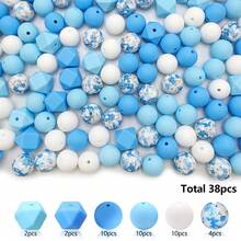 38pcs Silicone Bead Set, Assorted Shapes & Colors, DIY Craft Supply For Keychains, Bracelets, Phone Charms, Necklace Jewelry Making Accessories - Silicone Beads and Hexagonal Series - View 17
