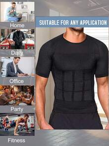 Slimming Mens Tummy Control T-Shirt Abdomen Belly Gynecomastia Compression Shapewear Tops Body Shaper To Hide Man Boobs Muscle T-Shirts Underwear
