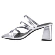 Giày sandal gót vuông BELOVELY - Thiết kế mũi vuông mang lại sự thoải mái, phong cách, hoàn hảo cho những dịp thường ngày hoặc trang trọng - Bạc - Xem 3