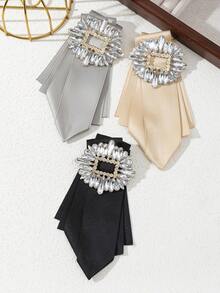 1pc Elegant Design Alloy Royal Brooch, Oversized Rhinestone Shiny Ladies Tie Style Brooch, Luxury Jewelry Pin, Suitable For Dates And Daily Wear, Gift - Simplicity - View 10