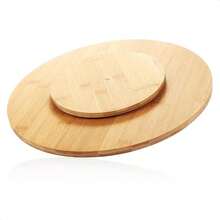 Shoppe house - Plato giratorio de madera de bambú para servir carne o queso, bandeja para servir fiestas o accesorios de barbacoa - Natural - Ver 4