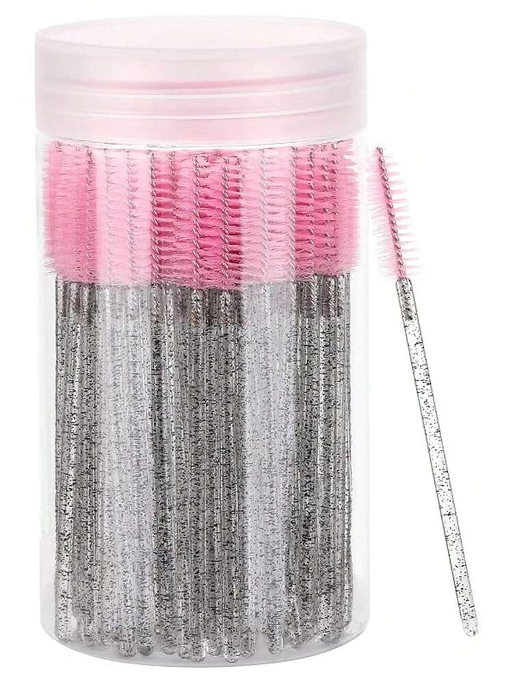100/50pcs Eyelash Brushes, Mascara Brushes (With Container), Bendable Disposable Eyebrow Brushes, Eyelash Extension Brushes, Eyebrow Brushes, Castor Oil Brushes (Not All SKUs Are In Bottles) (Multiple Colors Available) - Multicolor - View 1