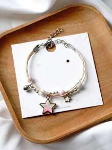 Dos pulseras hermosas con forma de estrella de mar y horario de Jiayu Ceramics, una pareja de pulseras, un regalo para tu ser querido. Las pulseras se pueden extender y contraer libremente en tamaño. Son perfectas para regalar a amigos, parejas, padres o como pequeños regalos para fiestas en verano