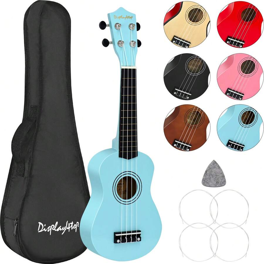 21 Inch Soprano Ukulele,Professonial Ukele  With Gig Bag, Picks,Extra Strings - 淺藍色 - 查看 1