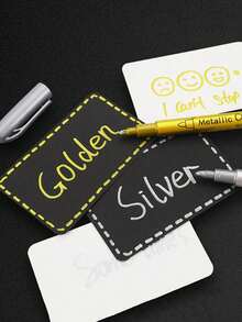 2pcs Gold & Silver Metal Paint Pens For Diy Drawing On Black Card/Doodling/Craft/Scrapbooking/Sign-Making - Multicolor - View 4