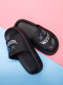 Sandalias de espuma antideslizantes para niños, diseño de dibujos animados lindo, con suela suave y ligera, adecuadas para niños pequeños y niños mayores, zapatillas de interior casuales de secado rápido